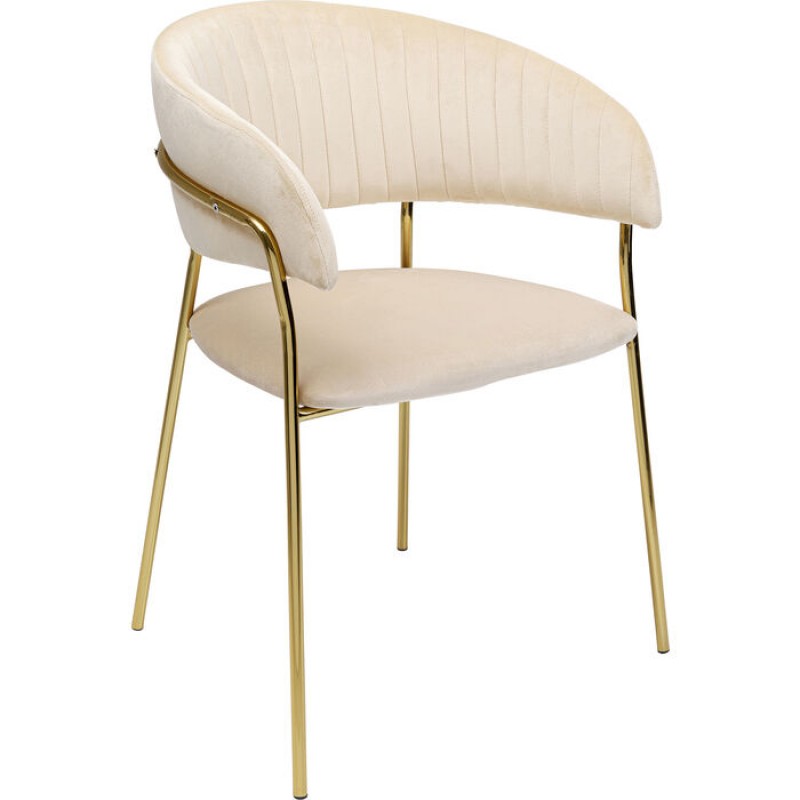 Chair with Armrest Belle Velvet Cream